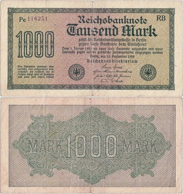 1922 (15 IX), 1.000 mark (P-76d/2) - Germania! foto