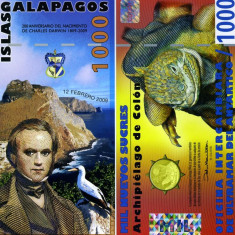 INSULELE GALAPAGOS █ bancnota █ 1000 Francs █ 2009 █ POLYMER █ UNC █ necirculata
