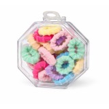 Cumpara ieftin Set 25 elastice par multicolor, material textil moale, cutie transparenta depozitare