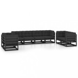 Set mobilier gradina cu perne, 8 piese, lemn masiv pin