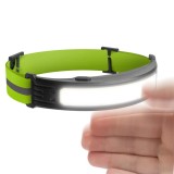 Lanterna Frontala Phenom LED COB, 350 Lumeni, Control Gesturi, Unghi 270&deg;, Baterie 800mAh, USB-C, IP54, Banda Reglabila, Negru/Verde