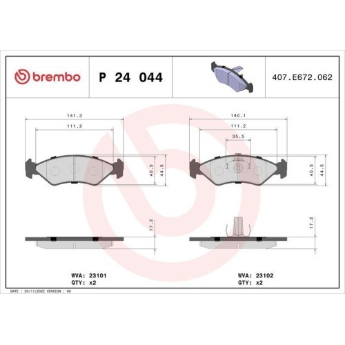 Placute frana Ford Courier Pickup 03.96-12.13, Fiesta Box / Lifback (Fvd) 03.83-12.95, Fiesta Box/Liftback (Jv) 05.98-08.03, Fiesta Box (F3l F5l) 04.