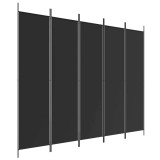 Cumpara ieftin Paravan de camera cu 5 panouri, negru, 250x200 cm, textil
