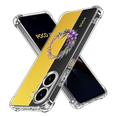 Husa antisoc pentru xiaomi poco x7 pro, airbag, pink wreath 10, clear foto