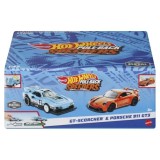HOT WHEELS SET 2 MASINUTE METALICE PULL BACK GT-SCORCHER SI PORSCHE 911 GT3 1:43