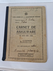 Carnet de Asigurare pe Anii 1937-1940 - Casa Centrala a Asigurarilor Sociale foto