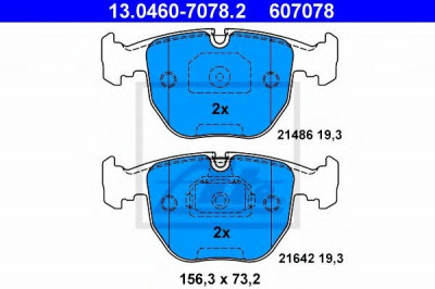 Set placute frana,frana disc BMW X3 (E83) (2004 - 2011) ATE 13.0460-7078.2 foto