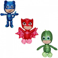 Set 3 jucarii de plus Play by Play, Owlette Gekko si Catboy Pj Masks, 32 cm