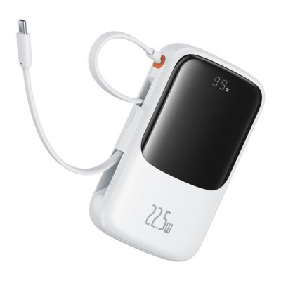 Acumulator Extern Lightning, 2x Type-C, USB, 22.5W, 10000mAh + Cablu Type-C - Baseus Qpow Pro+ (P10067101213-00) - White foto