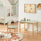 Set masa cu scaun copii design cu compartiment depozitare Skj&aring;k natur verde menta [en.casa] HausGarden Leisure