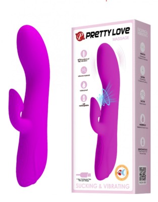 Vibrator Massage, 12 Moduri Vibratii, 12 Moduri Sucking, Silicon, USB, Mov, 19 cm foto
