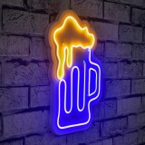 Cumpara ieftin Decoratiune luminoasa LED de perete Beer Glass Albastru 26x35x2 cm