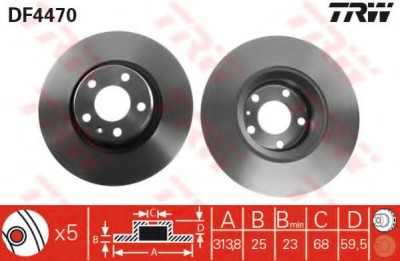 Disc frana AUDI A6 (4F2, C6) (2004 - 2011) TRW DF4470 foto