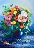 Tablou canvas Flori, margarete, multicolor, pictura, buchet2, 45 x 30 cm