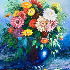 Tablou canvas Flori, margarete, multicolor, pictura, buchet2, 105 x 70 cm