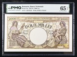 2000 lei martie 1943 PMG65 unc bancnota gradata