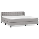 Cumpara ieftin Pat continental cu saltea, gri deschis, 160x200 cm, textil