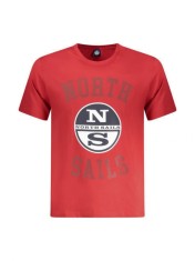 North Sails Tricou barbati, cu imprimeu cu logo si text, Regular fit, Rosu, S
