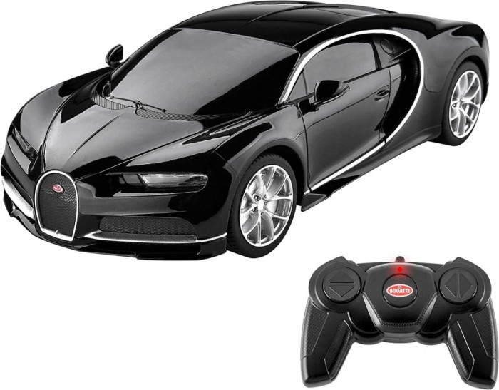 MASINA CU TELECOMANDA BUGATTI CHIRON NEGRU CU SCARA 1 LA 24