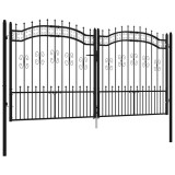 Cumpara ieftin Poarta de gard cu varf tip sulita, neagra, 305x150 cm, otel vopsit in camp electrostatic