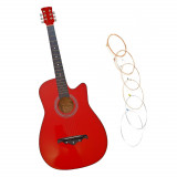 Cumpara ieftin Chitara clasica din lemn IdeallStore&reg;, Red Raven, 95 cm, model Cutaway, rosie, corzi incluse