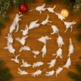 Ghirlanda pentru decor sau bradul de Craciun, model puf si pene, 200cm, alb Household NewTrend