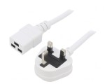 Cablu Alimentare 3m Alb 13A 3x1,5mm2 cu Mufă BS 1363 și Conector IEC C19