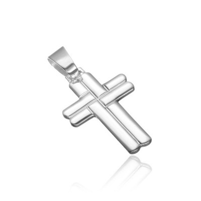 Pandantiv argint - cruce rotunjită, &amp;icirc;mpletită foto