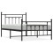 Cadru pat metalic cu tablii de cap/picioare, negru, 100x200 cm