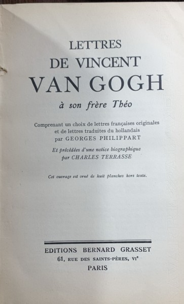 Lettres de Vincent van Gogh a son frere Theo(Scrisori de la Vincent van Gogh catre fratele sau Theo- carte in franceza)- Vincent van Gogh