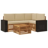 vidaXL Set de canapele de exterior 5 pcs Natural și Bej 3384334