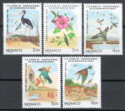 Monaco 1991 Mi 1995/99 MNH - Simpozion Int privind migrația păsărilor, Monaco foto