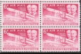 SUA 1949 - Aviație, Frații Wright, avioane, bloc de 4 neuzat