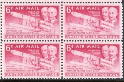 SUA 1949 - Aviație, Frații Wright, avioane, bloc de 4 neuzat foto
