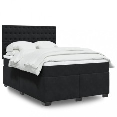 vidaXL Pat box spring cu saltea, negru, 140x200 cm, catifea 3293244