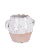 Cumpara ieftin Vaza flori teracota alba maro Anfora 17.5x14x14 cm