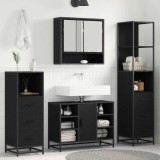 Cumpara ieftin Set de mobilier pentru baie 3 buc. Stejar Negru Lemn prelucrat