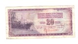Bancnota Yugoslavia 20 dinara 19 decembrie 1974, circulata, uzata