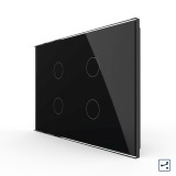 Cumpara ieftin Intrerupator touch cvadruplu Livolo din sticla neagra, cap scara/cruce, standard italian