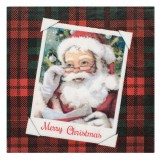 șervețele de Masă, &quot;Merry Christmas&quot;, Carouri cu Moș Crăciun, 33x33cm, Set 20 Buc, 2 Straturi, Roșu și Verde