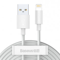 Baseus Simple Wisdom set cablu de date USB - Lightning 2,4A (2PCS / set, 1,5 m, alb)