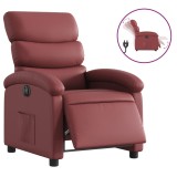 Cumpara ieftin Fotoliu rabatabil electric, rosu vin, piele ecologica