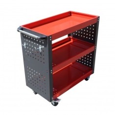Carucior metalic pe roti cu 3 rafturi si suporti pentru scule 670x370x730mm