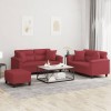 VidaXL Set de canapele cu perne, 2 piese, roșu vin, piele ecologică