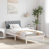 vidaXL Cadru de pat Alb și gri deschis 80 x 200 cm Lemn masiv de pin 878643