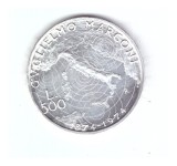 Moneda Italia 500 lire 1974 Guglielmo Marconi, stare foarte buna, cu luciu