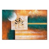 Tablou abstract pictat manual, Galactic, 90x60cm ulei pe panza in relief efect 3D, gata de agatat pe perete
