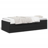 vidaXL Cadru pat de zi cu sertare, negru, 90x200 cm, lemn prelucrat