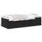 Gossi cadru pat de zi cu sertare, negru, 90x200 cm, lemn prelucrat