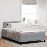 vidaXL Pat Box Spring cu Saltea &amp; LED Light Gri 120x190 cm Țesătură